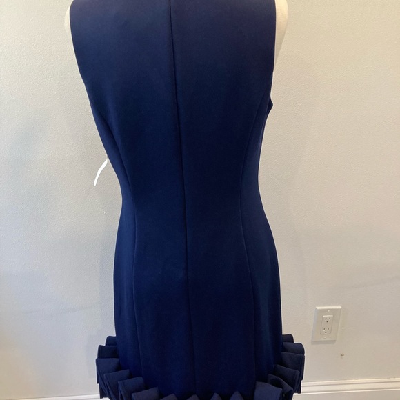 NWT Size 8 Navy Dress with Ruffle Bottom. Zipper Back. Fully Lined - Picture 3 of 4